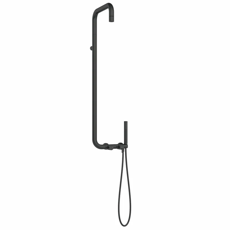 Casa Padrino Luxus Duschgarnitur mit Überkopfbrause und Handbrause Schwarz H. 122,7 cm