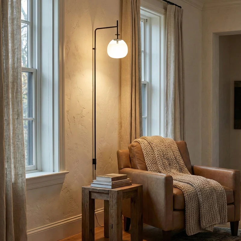 Verstelbare Wandlamp met Zwenkarm | Mondgeblazen Glazen Kap | Stekkermodel | Sansoti