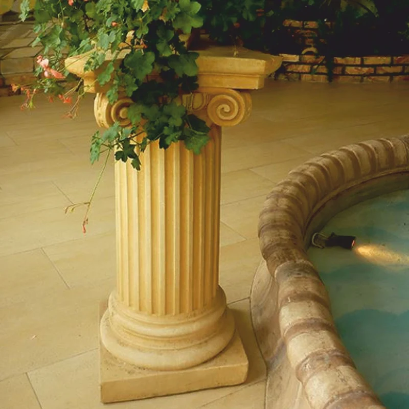 Casa Padrino Barock Säule Gelb H. 81 cm - Prunkvolle Garten & Terrassen Deko