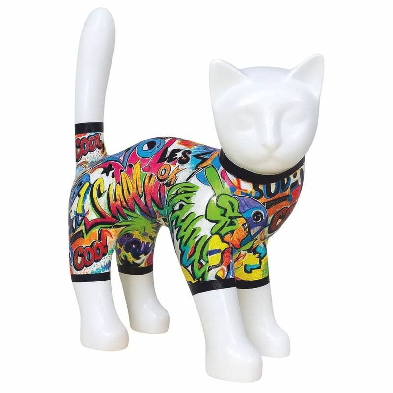 Casa Padrino Deko Figur Katze Weiß / Bunt 35 x H. 44 cm - Deko Tierfigur