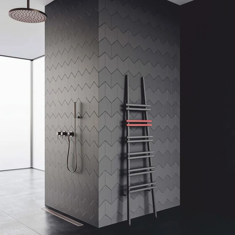 Casa Padrino Luxus Handtuchwärmer Grau / Rot H. 200 cm - Badezimmer Zubehör