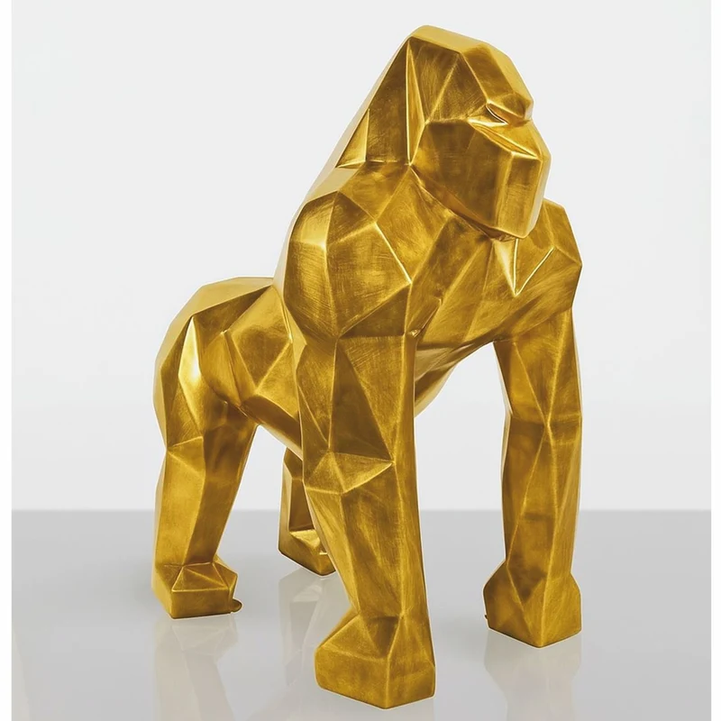 Casa Padrino XXL Deko Skulptur Gorilla Affe Antik Gold H. 128 cm - Deko Figur