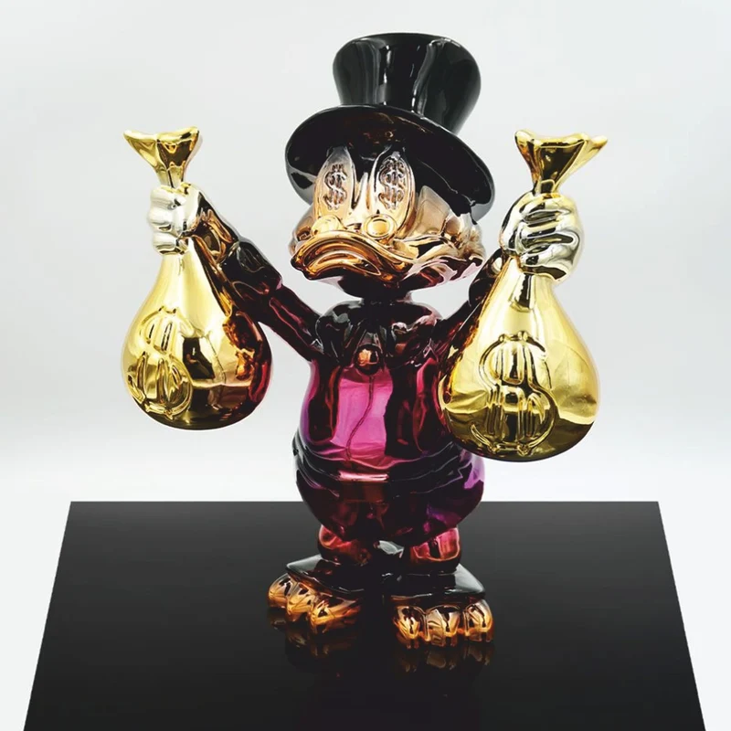 Casa Padrino Deko Figur Ente Bunt Chrom H. 45 cm - Wohnzimmer & Garten Deko
