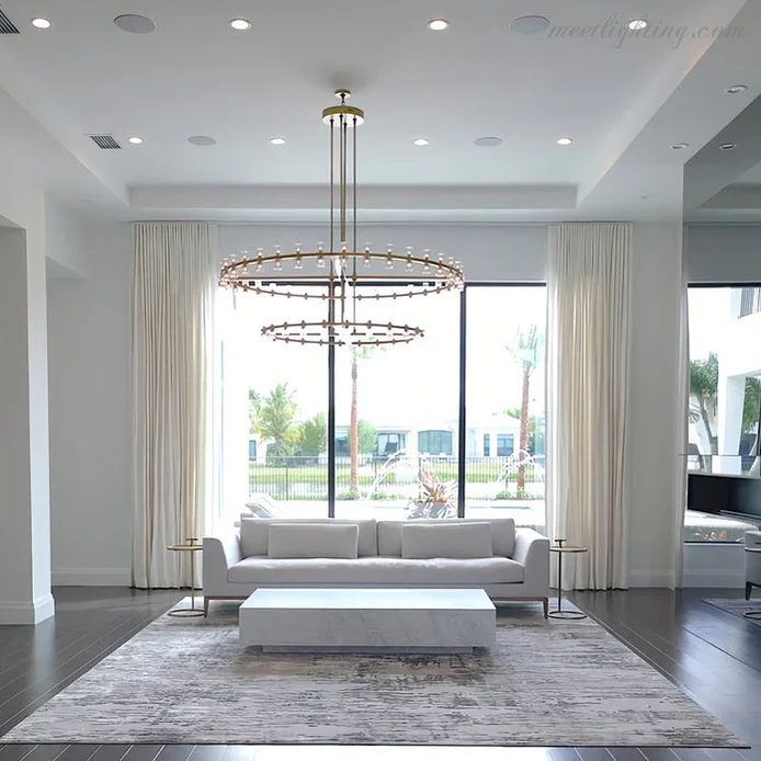 Kristallen Kroonluchter Twee Lagen 152cm Messing Glas Hanglamp Eetkamer Woonkamer Luxe Plafondverlichting | Sansoti