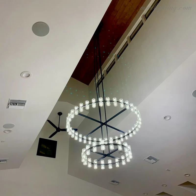 Kristallen Kroonluchter Twee Lagen 152cm Messing Glas Hanglamp Eetkamer Woonkamer Luxe Plafondverlichting | Sansoti