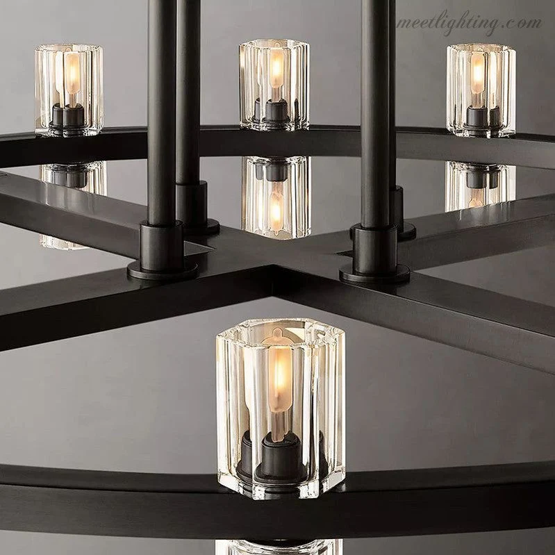 Kristallen Kroonluchter Twee Lagen 152cm Messing Glas Hanglamp Eetkamer Woonkamer Luxe Plafondverlichting | Sansoti