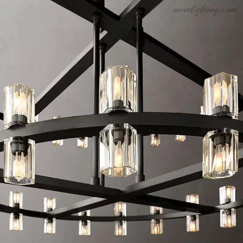 Kristallen Kroonluchter Twee Lagen 152cm Messing Glas Hanglamp Eetkamer Woonkamer Luxe Plafondverlichting | Sansoti