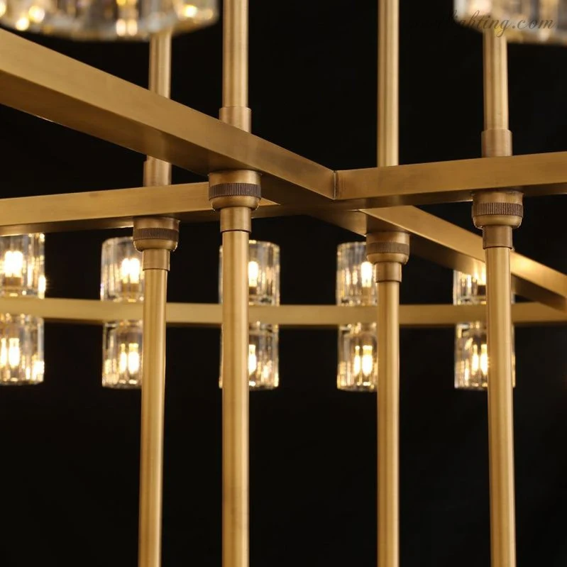 Kristallen Kroonluchter Twee Lagen 152cm Messing Glas Hanglamp Eetkamer Woonkamer Luxe Plafondverlichting | Sansoti