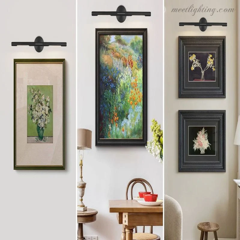 LED Schilderijlamp Messing 2-Lichts Wandlamp Modern Kunstverlichting Zwart Nikkel 18-30cm Museumverlichting | Sansoti