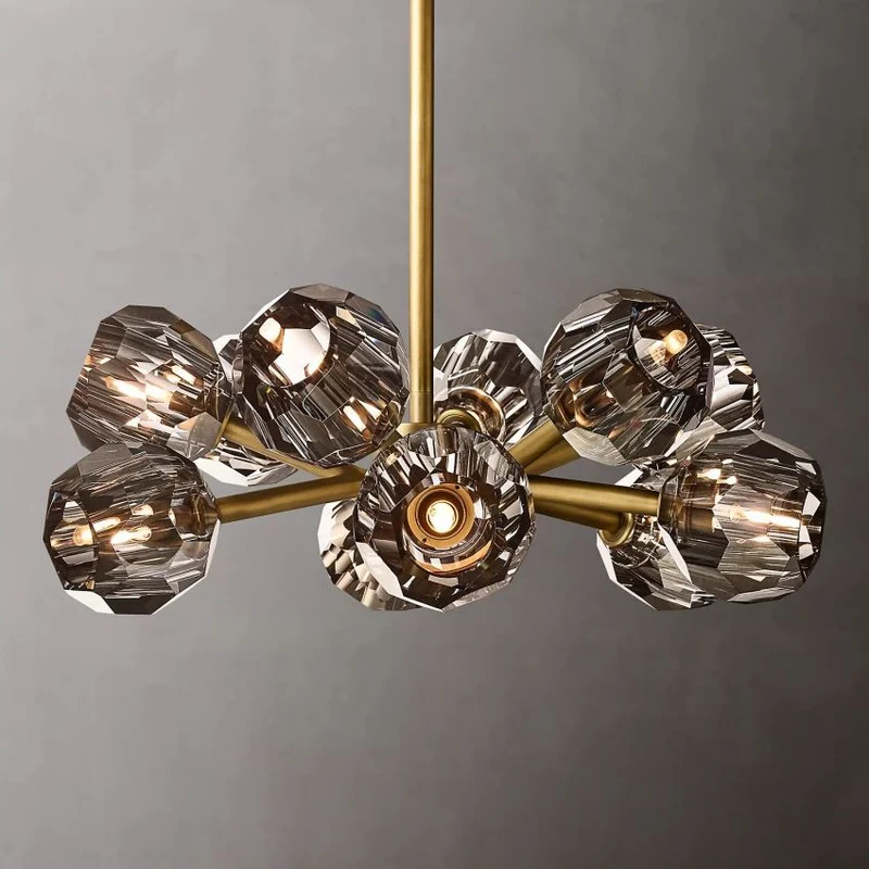 Ronde Kristallen Kroonluchter Messing K9 Kristal LED Hanglamp Eetkamer Woonkamer Entree Chique Luxe Verlichting | Sansoti