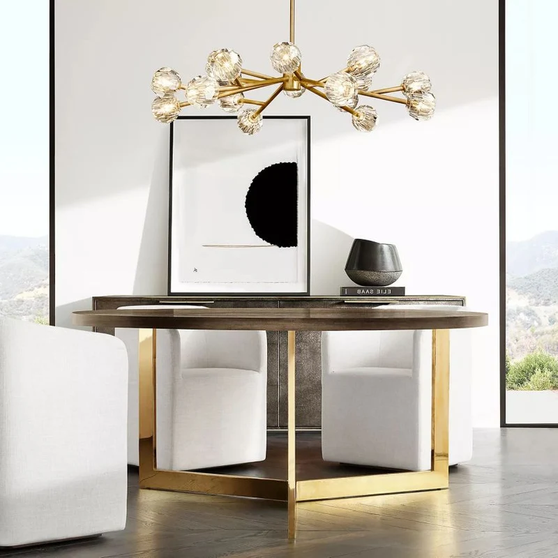 Ronde Kristallen Kroonluchter Messing K9 Kristal LED Hanglamp Eetkamer Woonkamer Entree Chique Luxe Verlichting | Sansoti