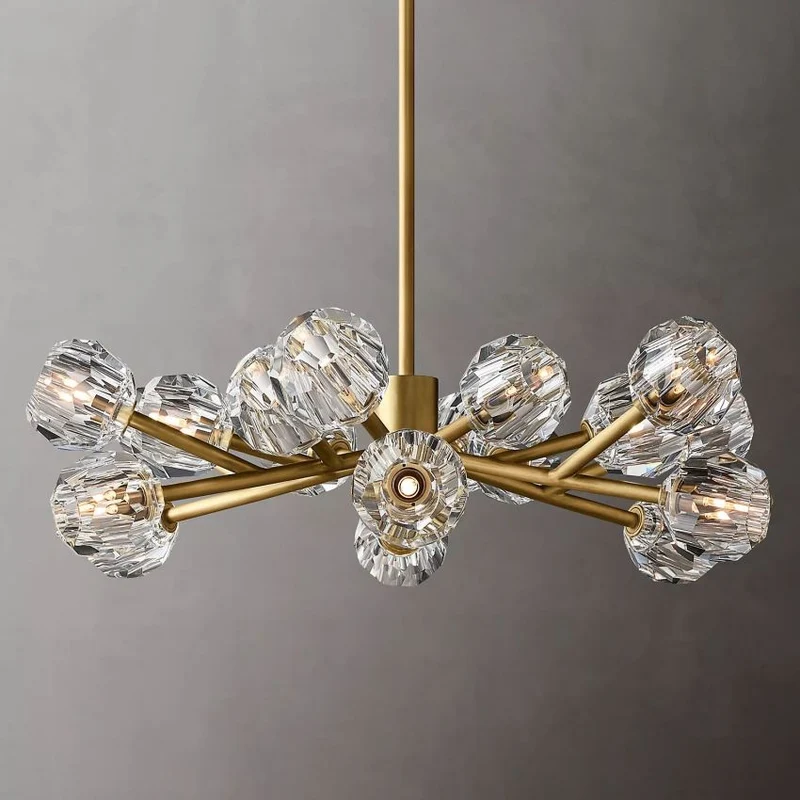Ronde Kristallen Kroonluchter Messing K9 Kristal LED Hanglamp Eetkamer Woonkamer Entree Chique Luxe Verlichting | Sansoti