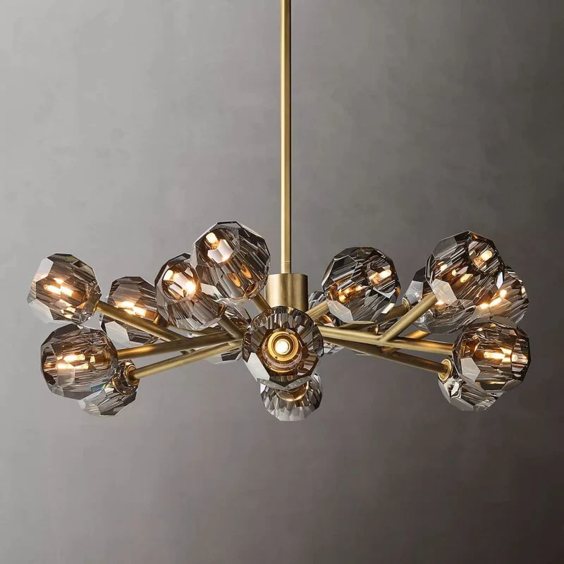 Ronde Kristallen Kroonluchter Messing K9 Kristal LED Hanglamp Eetkamer Woonkamer Entree Chique Luxe Verlichting | Sansoti