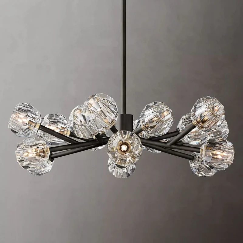 Ronde Kristallen Kroonluchter Messing K9 Kristal LED Hanglamp Eetkamer Woonkamer Entree Chique Luxe Verlichting | Sansoti
