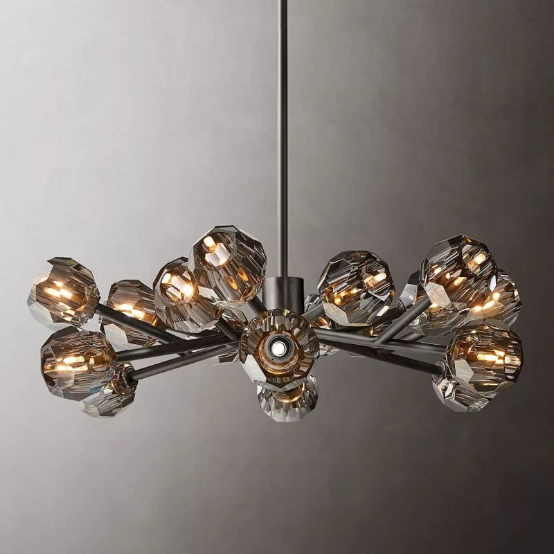 Ronde Kristallen Kroonluchter Messing K9 Kristal LED Hanglamp Eetkamer Woonkamer Entree Chique Luxe Verlichting | Sansoti