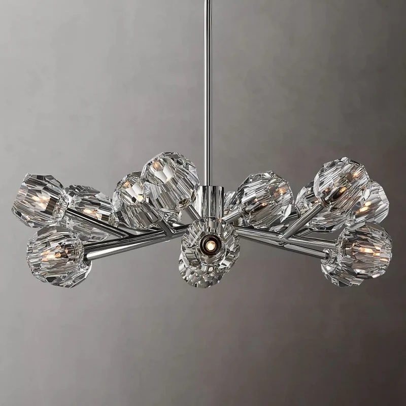 Ronde Kristallen Kroonluchter Messing K9 Kristal LED Hanglamp Eetkamer Woonkamer Entree Chique Luxe Verlichting | Sansoti