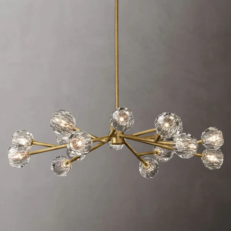 Ronde Kristallen Kroonluchter Messing K9 Kristal LED Hanglamp Eetkamer Woonkamer Entree Chique Luxe Verlichting | Sansoti