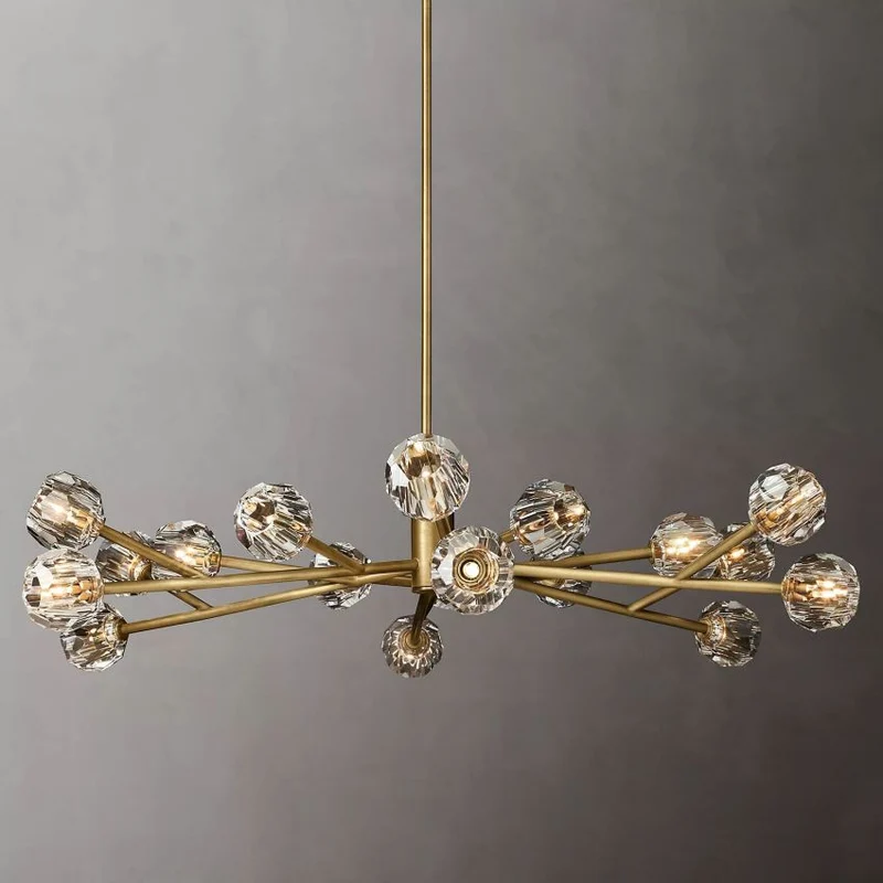 Ronde Kristallen Kroonluchter Messing K9 Kristal LED Hanglamp Eetkamer Woonkamer Entree Chique Luxe Verlichting | Sansoti