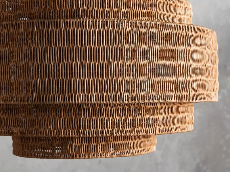 Gevlochten Rotan Kroonluchter Gelaagd IJzeren Frame Verstelbare Hoogte Hanglamp Eetkamer Woonkamer Verlichting | Sansoti