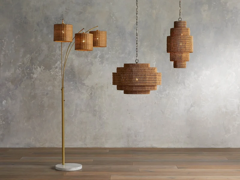 Gevlochten Rotan Kroonluchter Gelaagd IJzeren Frame Verstelbare Hoogte Hanglamp Eetkamer Woonkamer Verlichting | Sansoti