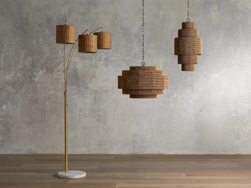 Gevlochten Rotan Kroonluchter Gelaagd IJzeren Frame Verstelbare Hoogte Hanglamp Eetkamer Woonkamer Verlichting | Sansoti