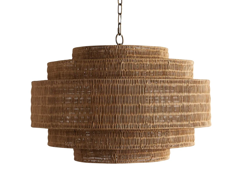 Gevlochten Rotan Kroonluchter Gelaagd IJzeren Frame Verstelbare Hoogte Hanglamp Eetkamer Woonkamer Verlichting | Sansoti