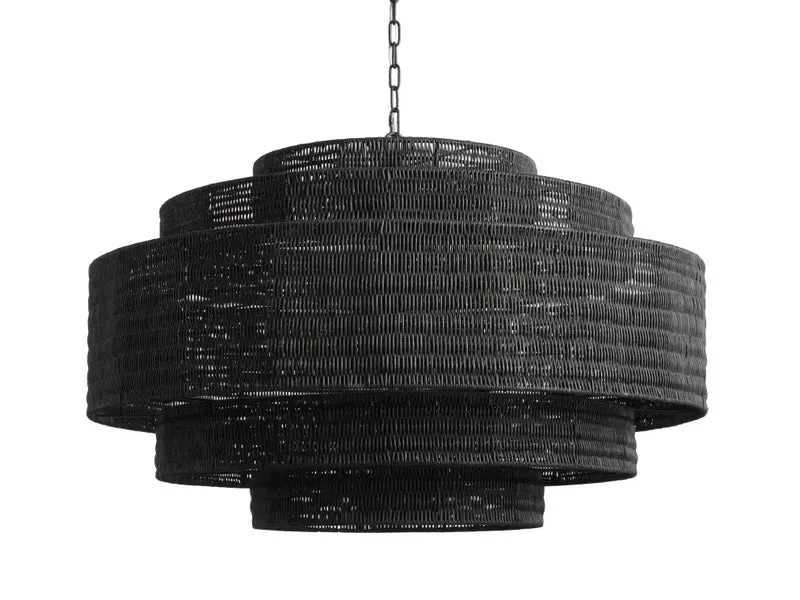 Gevlochten Rotan Kroonluchter Gelaagd IJzeren Frame Verstelbare Hoogte Hanglamp Eetkamer Woonkamer Verlichting | Sansoti