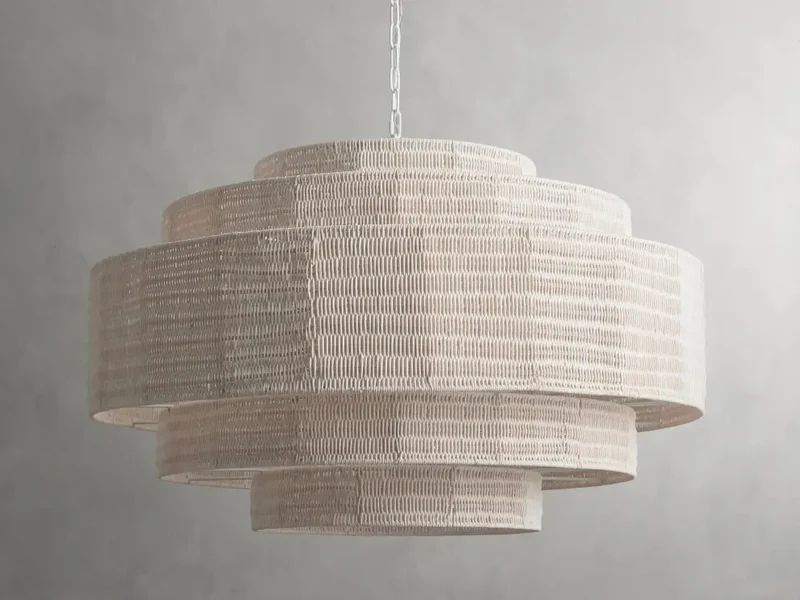 Gevlochten Rotan Kroonluchter Gelaagd IJzeren Frame Verstelbare Hoogte Hanglamp Eetkamer Woonkamer Verlichting | Sansoti