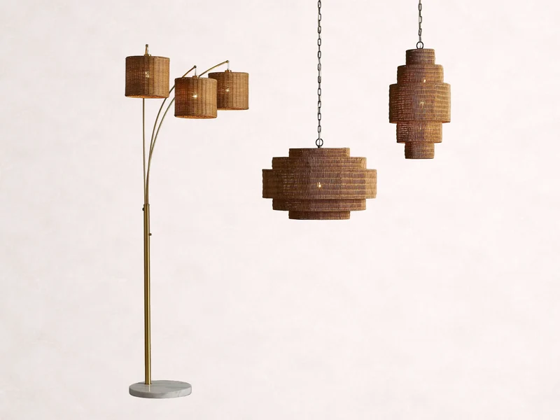 Gevlochten Rotan Kroonluchter Gelaagd IJzeren Frame Verstelbare Hoogte Hanglamp Eetkamer Woonkamer Verlichting | Sansoti