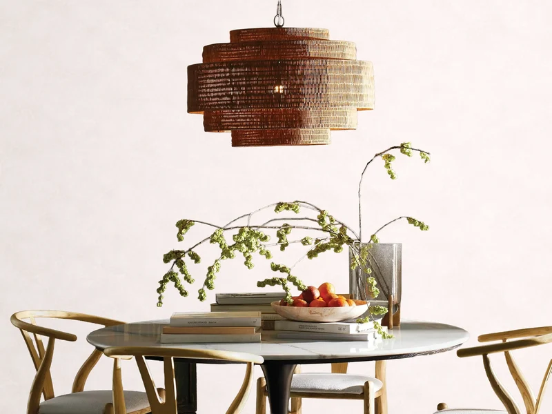 Gevlochten Rotan Kroonluchter Gelaagd IJzeren Frame Verstelbare Hoogte Hanglamp Eetkamer Woonkamer Verlichting | Sansoti