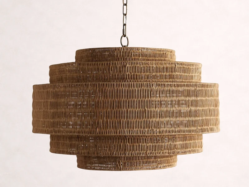 Gevlochten Rotan Kroonluchter Gelaagd IJzeren Frame Verstelbare Hoogte Hanglamp Eetkamer Woonkamer Verlichting | Sansoti