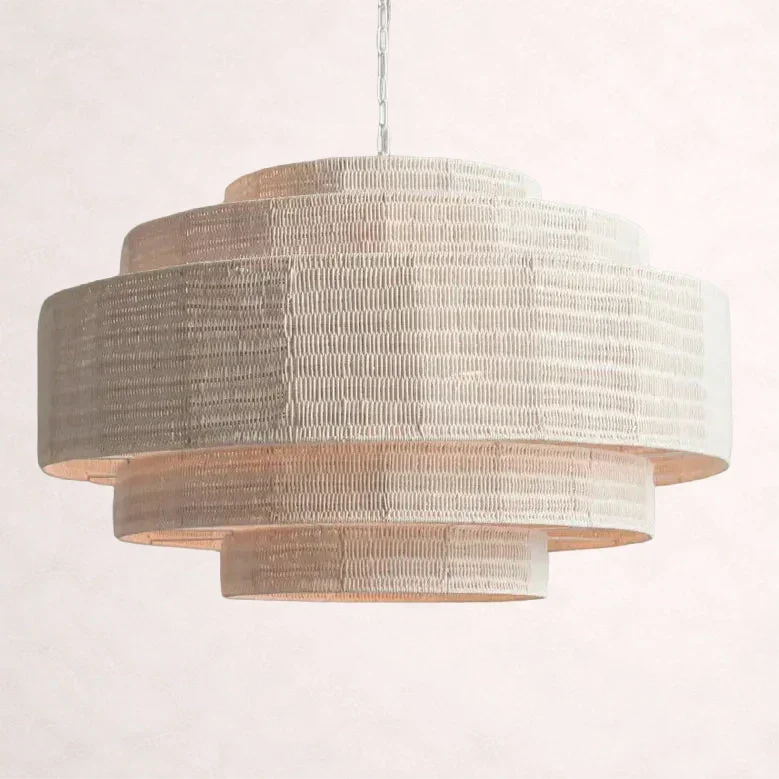 Gevlochten Rotan Kroonluchter Gelaagd IJzeren Frame Verstelbare Hoogte Hanglamp Eetkamer Woonkamer Verlichting | Sansoti