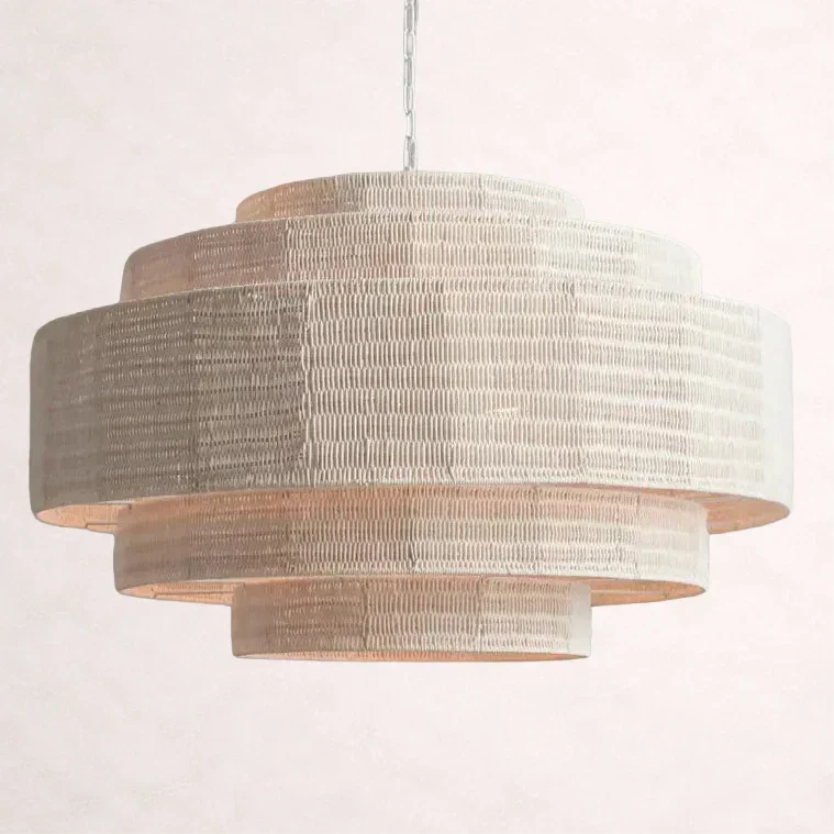 Gevlochten Rotan Kroonluchter Gelaagd IJzeren Frame Verstelbare Hoogte Hanglamp Eetkamer Woonkamer Verlichting | Sansoti