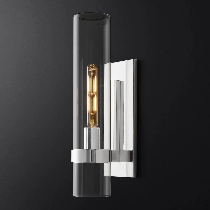 Wandlamp Glas Staal met Kaarseffect LED Dimbaar Rustiek Moderne Wandverlichting voor Slaapkamer Gang Woonkamer | Sansoti