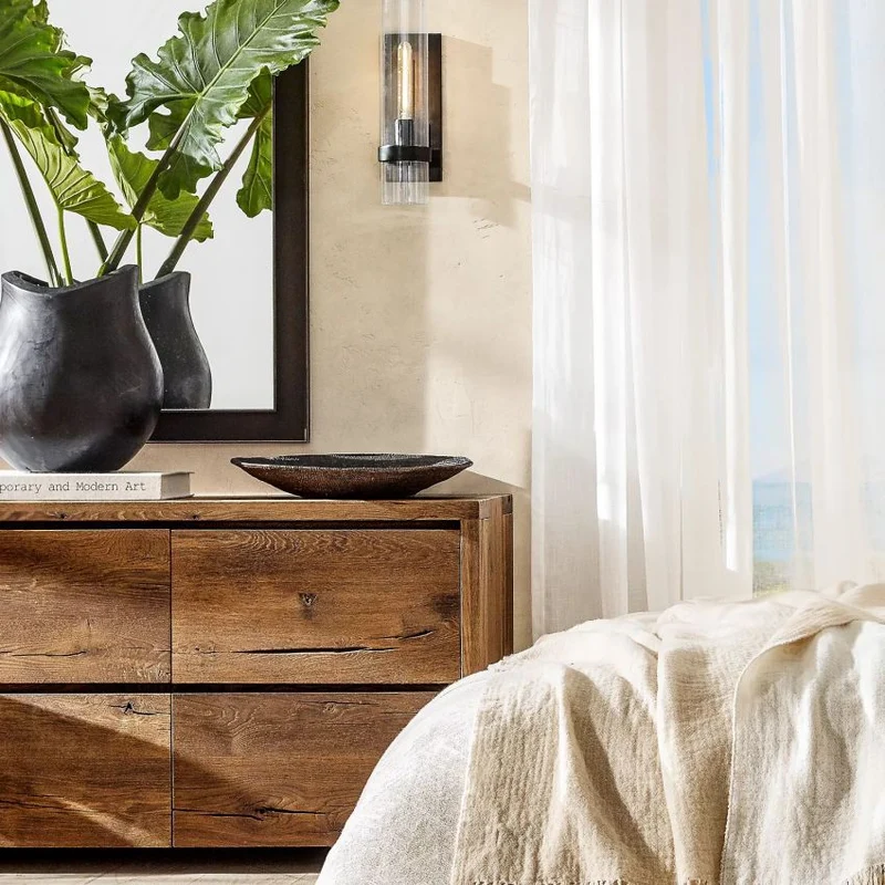 Wandlamp Glas Staal met Kaarseffect LED Dimbaar Rustiek Moderne Wandverlichting voor Slaapkamer Gang Woonkamer | Sansoti