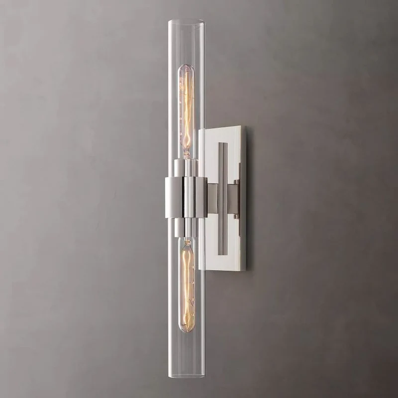 Wandlamp Glas Staal met Kaarseffect LED Dimbaar Rustiek Moderne Wandverlichting voor Slaapkamer Gang Woonkamer | Sansoti