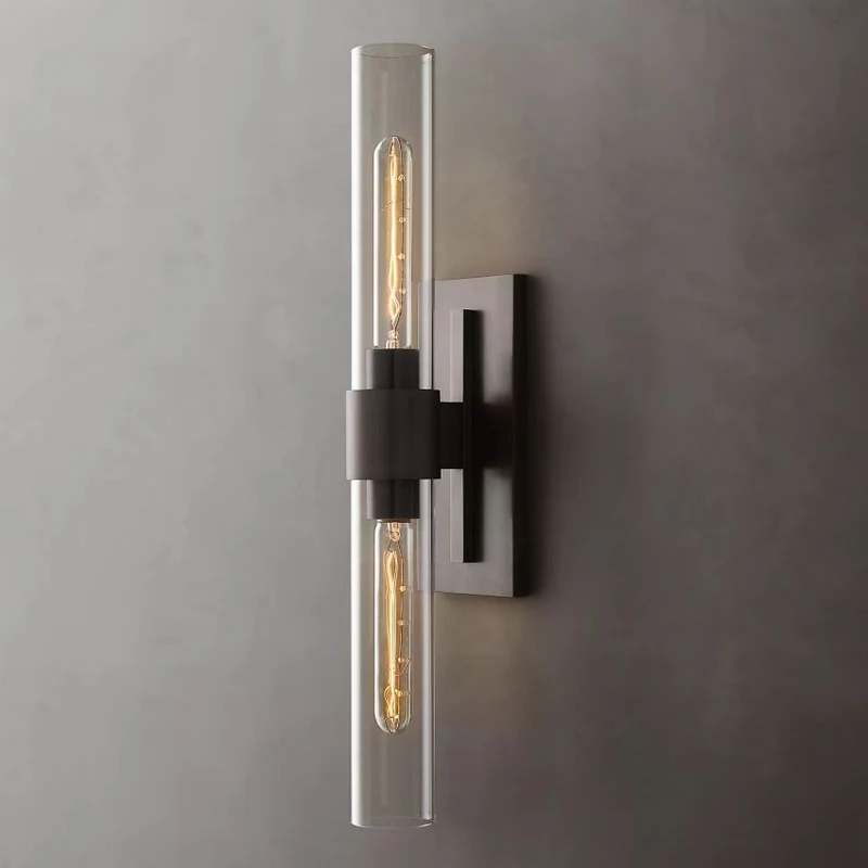 Wandlamp Glas Staal met Kaarseffect LED Dimbaar Rustiek Moderne Wandverlichting voor Slaapkamer Gang Woonkamer | Sansoti