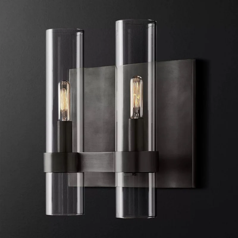 Wandlamp Glas Staal met Kaarseffect LED Dimbaar Rustiek Moderne Wandverlichting voor Slaapkamer Gang Woonkamer | Sansoti