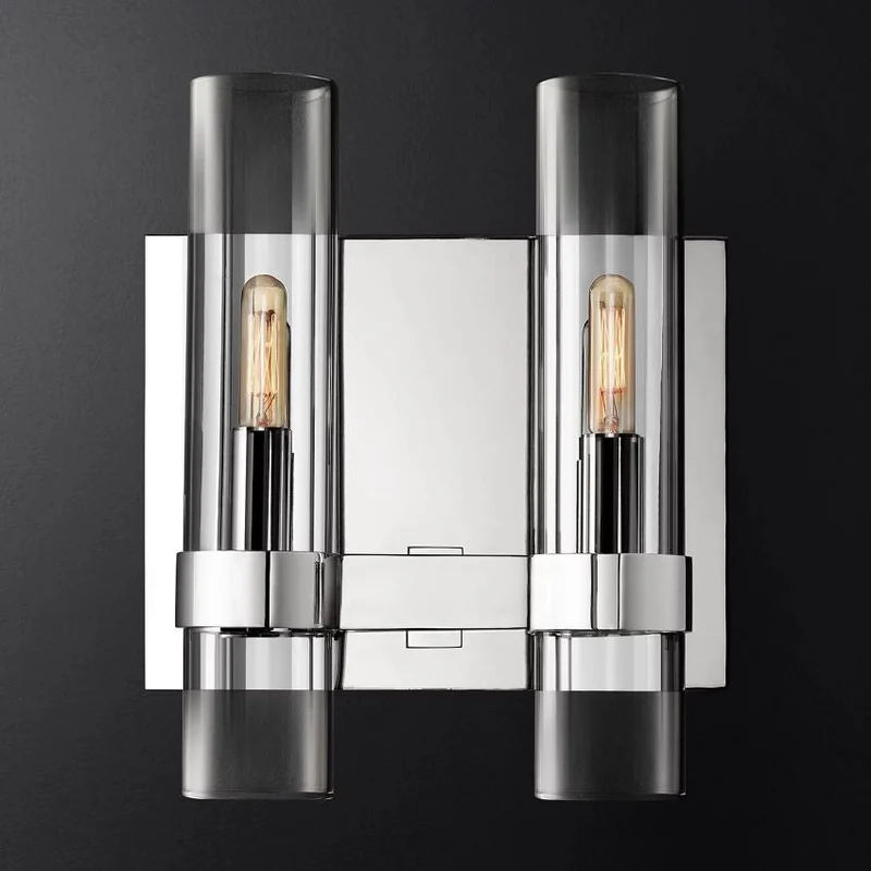 Wandlamp Glas Staal met Kaarseffect LED Dimbaar Rustiek Moderne Wandverlichting voor Slaapkamer Gang Woonkamer | Sansoti