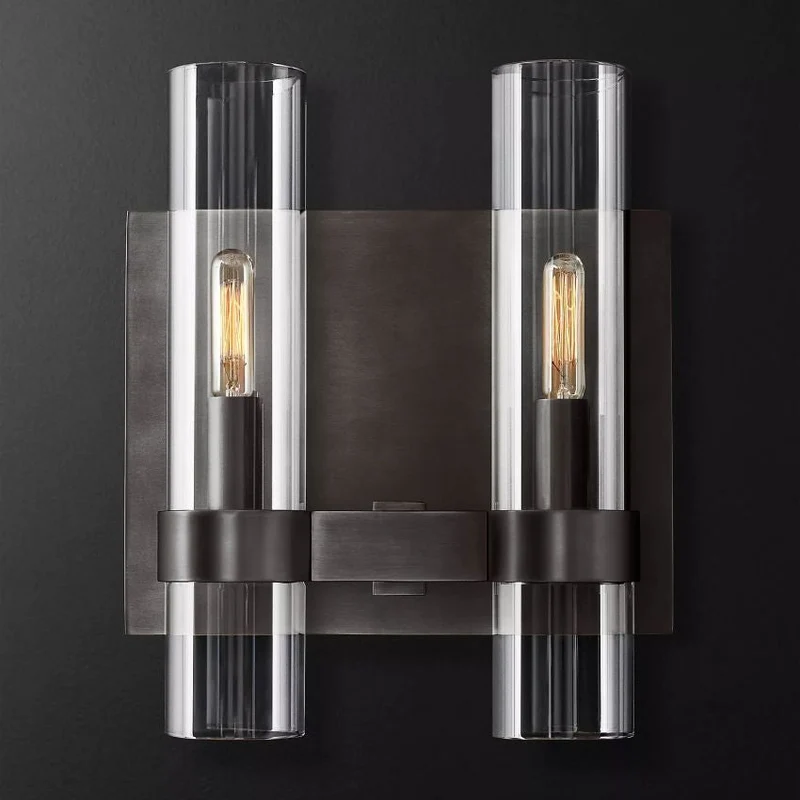 Wandlamp Glas Staal met Kaarseffect LED Dimbaar Rustiek Moderne Wandverlichting voor Slaapkamer Gang Woonkamer | Sansoti