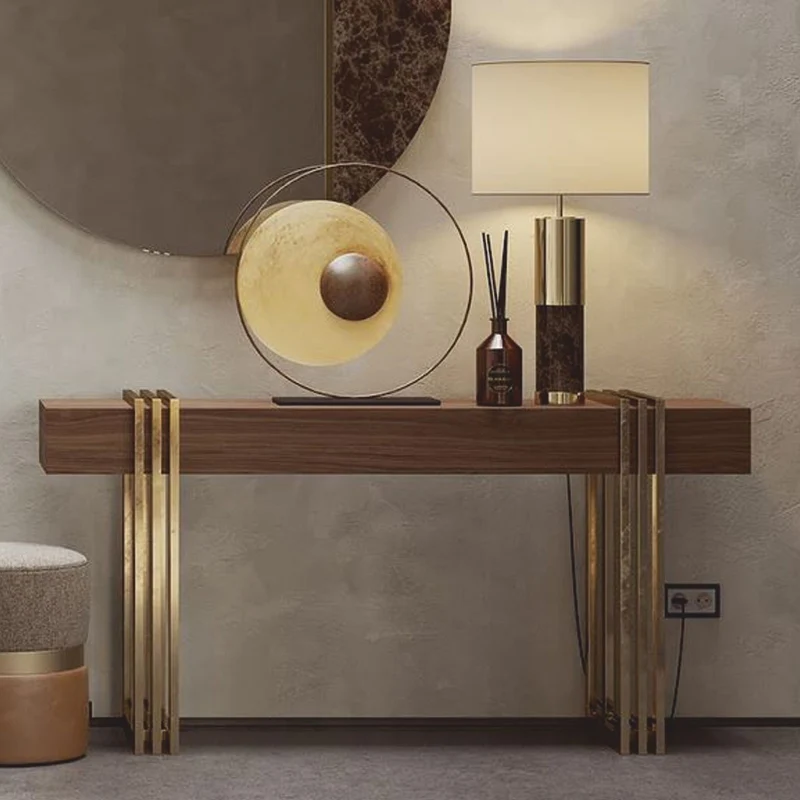 Casa Padrino Luxus Konsole mit Schublade Braun / Messing 140 cm - Luxus Möbel