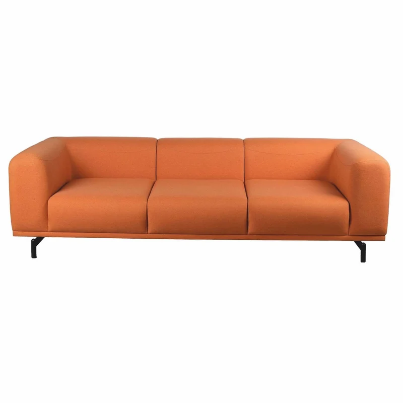 Casa Padrino Luxus Sofa Orange / Schwarz 240 cm - Wohnzimmer & Hotel Interior