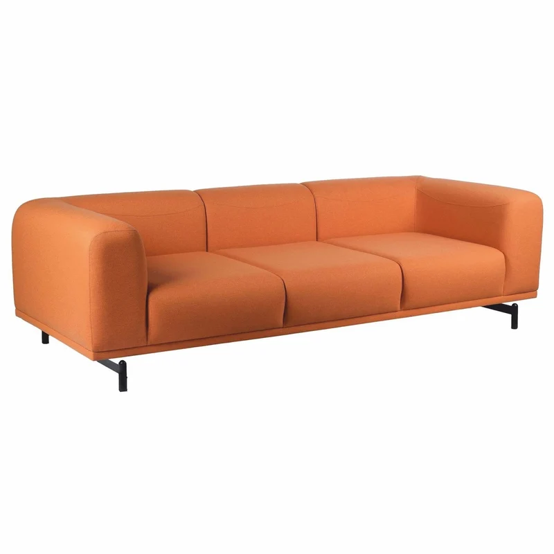 Casa Padrino Luxus Sofa Orange / Schwarz 240 cm - Wohnzimmer & Hotel Interior