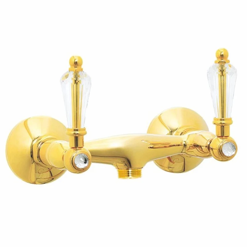 Casa Padrino Luxus Jugendstil Aufputz- Brausebatterie mit Kristallglas Gold - Made in Italy