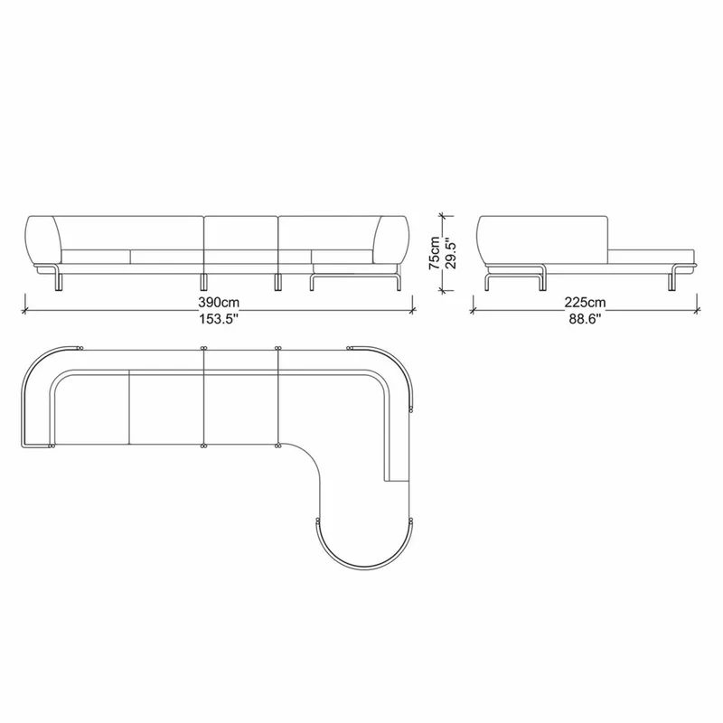Casa Padrino Luxus Ecksofa Grau / Messing 390 cm - Wohnzimmer & Hotel Möbel