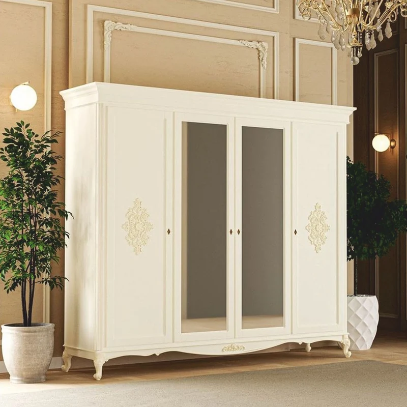 Casa Padrino Luxus Barock Schlafzimmer Schrank Creme 248 cm - Barock Schlafzimmer Möbel