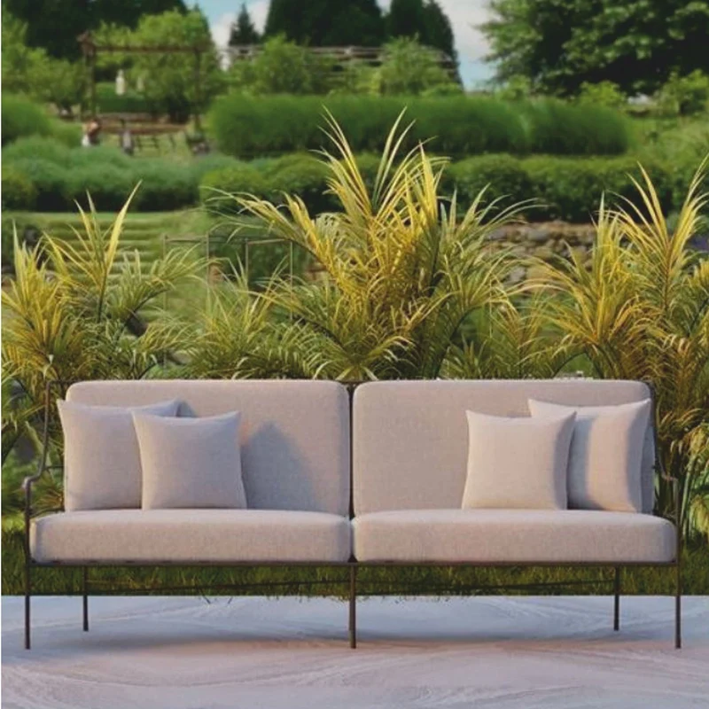 Casa Padrino Luxus Schmiedeeisen Sofa Schwarz / Grau 210 cm - Hotel & Garten Sofa