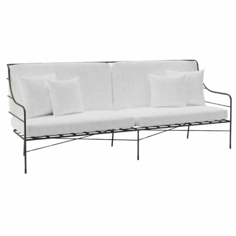 Casa Padrino Luxus Schmiedeeisen Sofa Schwarz / Grau 210 cm - Hotel & Garten Sofa