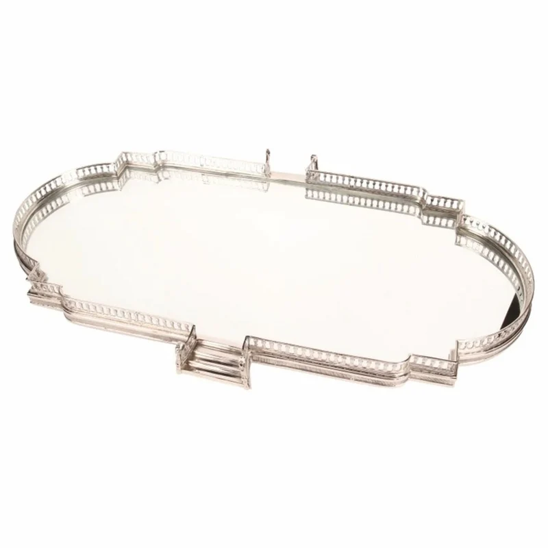 Casa Padrino Barock Tablett Silber 85 cm - Barockstil Gastronomie Accessoires