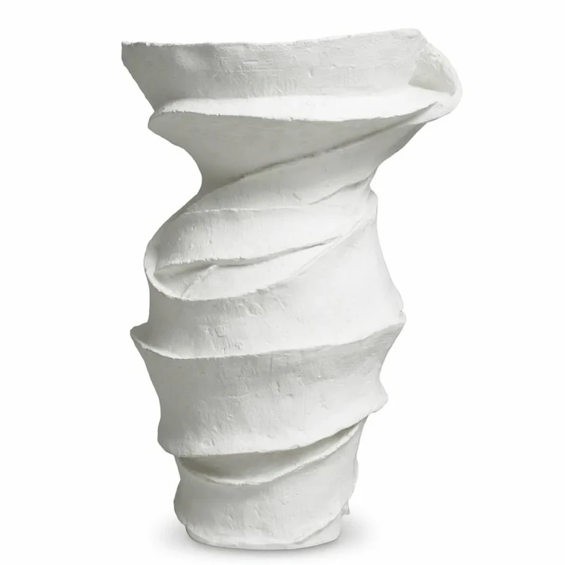Casa Padrino Luxus Fiberglas Blumentopf Matt Weiß H. 59 cm - Luxus Qualität